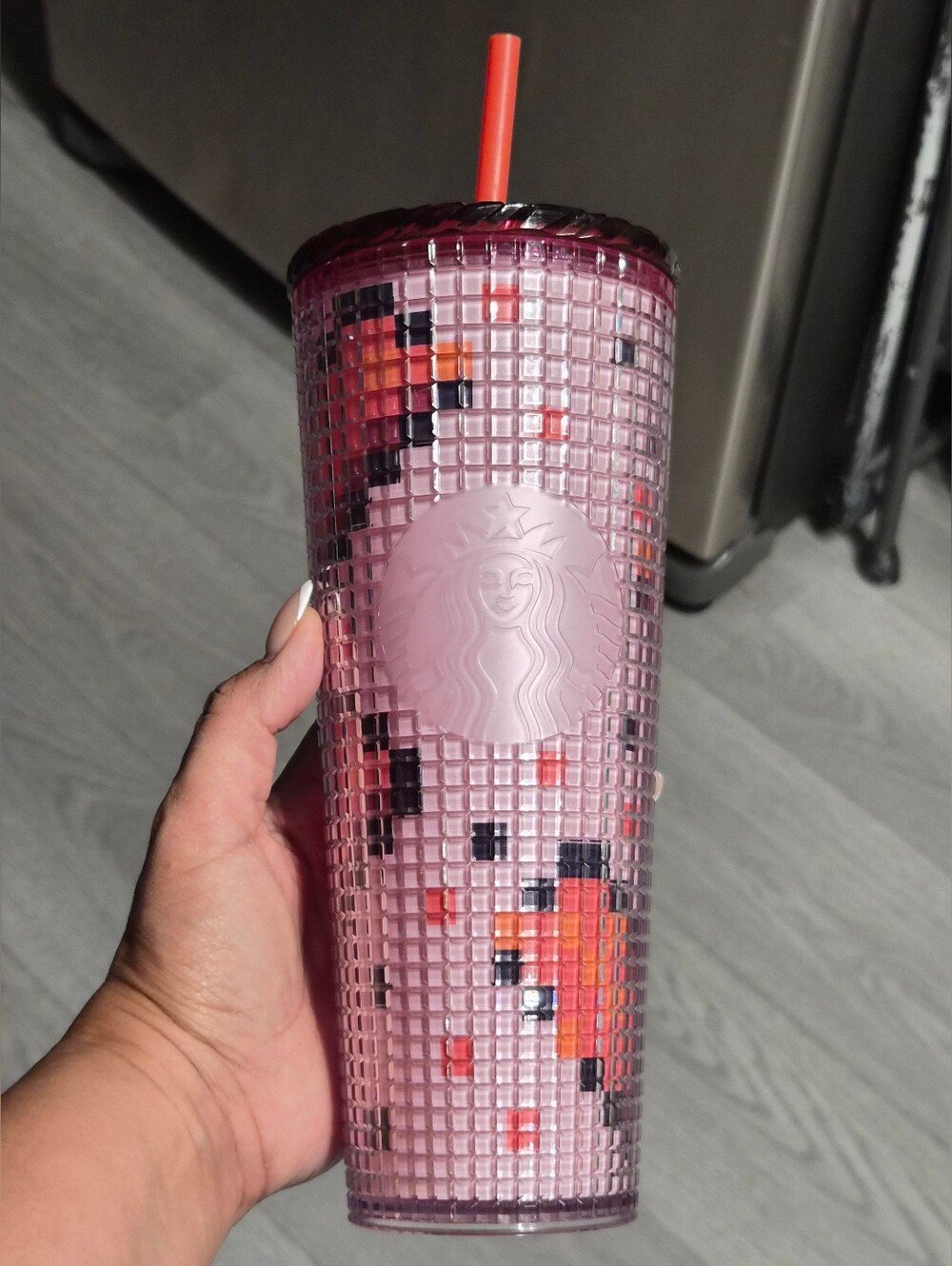 Starbucks Pink Heart Tumbler with Red Straw